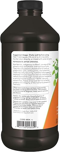 Miniatura 3 de NOW Suplementos, líquido de acai, apoya la respuesta saludable del sistema inmunológico*, concentrado de súper frutas, 16 onzas