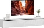 HOMCOM 63" Floating TV Stand, Modern Wall Mounted Media Console for TVs up to 70", Entertainment Center with Storage, High Gloss Effect, Black