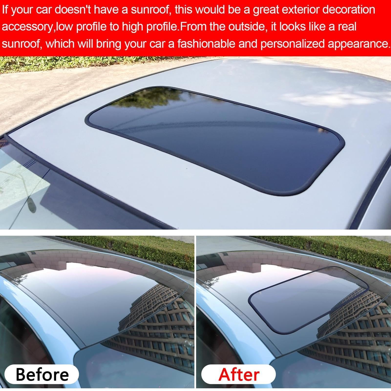 Decalcomania Per Tettuccio Apribile - Adesivo Per Finestra Resistente Al Calore 79x38 Cm | Pellicola Per Tetto Auto In PVC, Copertura Autoadesiva, Aspetto Realistico Del Lucernario Per Lo Styling Este