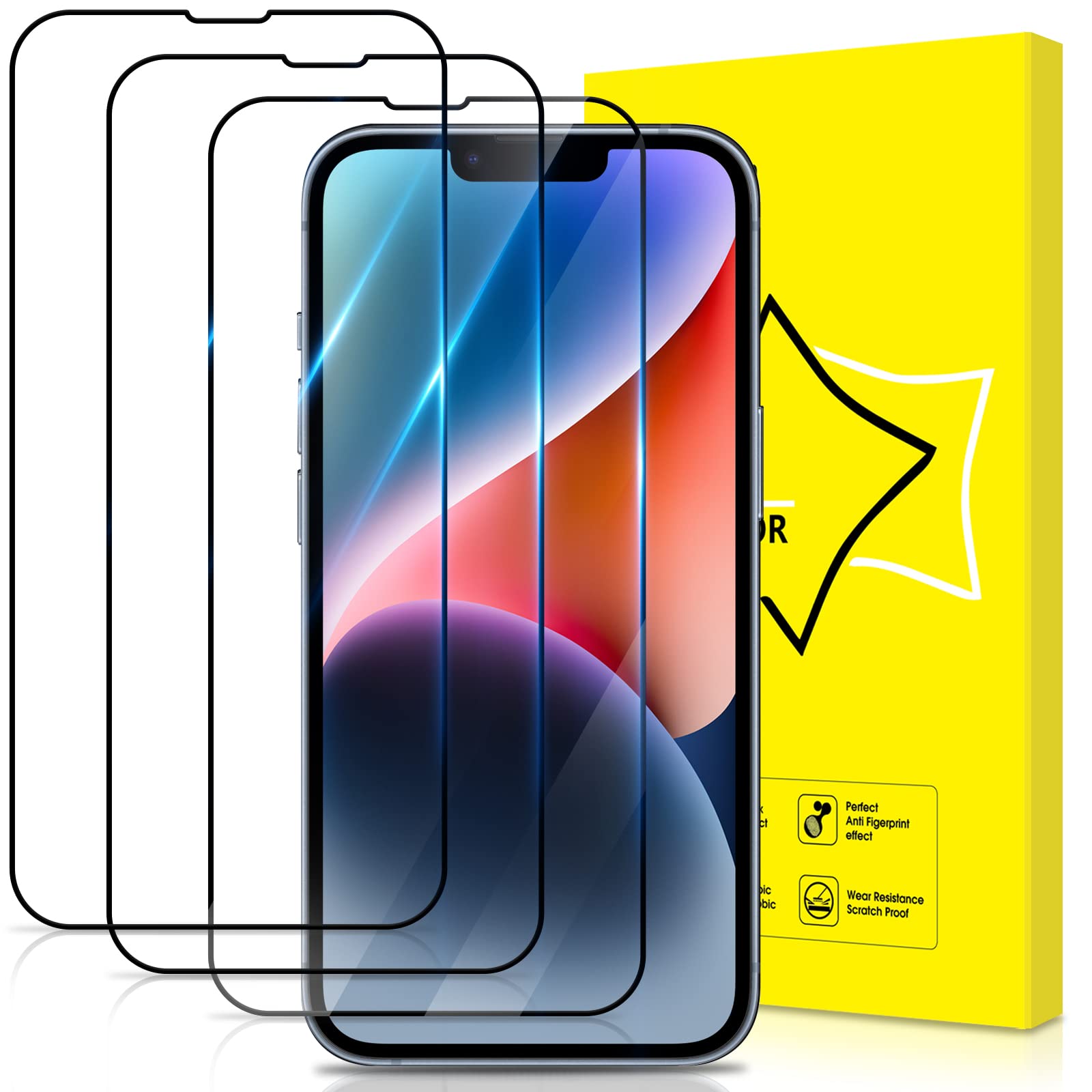 GiiYoon3 PACK Screen Protector for iPhone 14/13/13 Pro Tempered Glass [HD Full Coverage] [Easy Installation] [Scratch Resistant] [9H Hardness] [Bubble Free] Protective Film