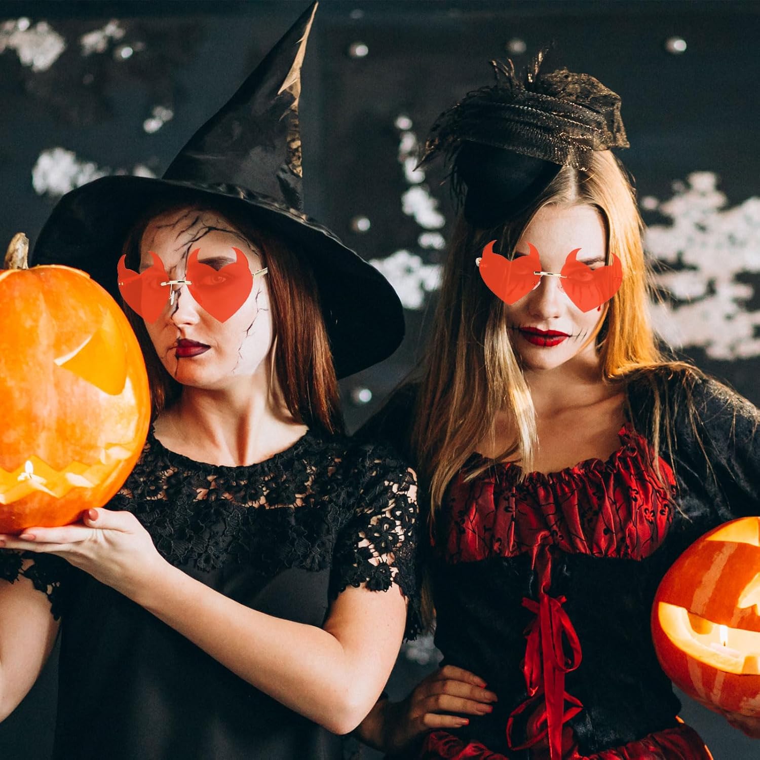 Rimless Devil Horns Heart Sunglasses For Women Devil Heart Sunglasses Funny Halloween Glasses Punk Rock Horn Glass - Image 4