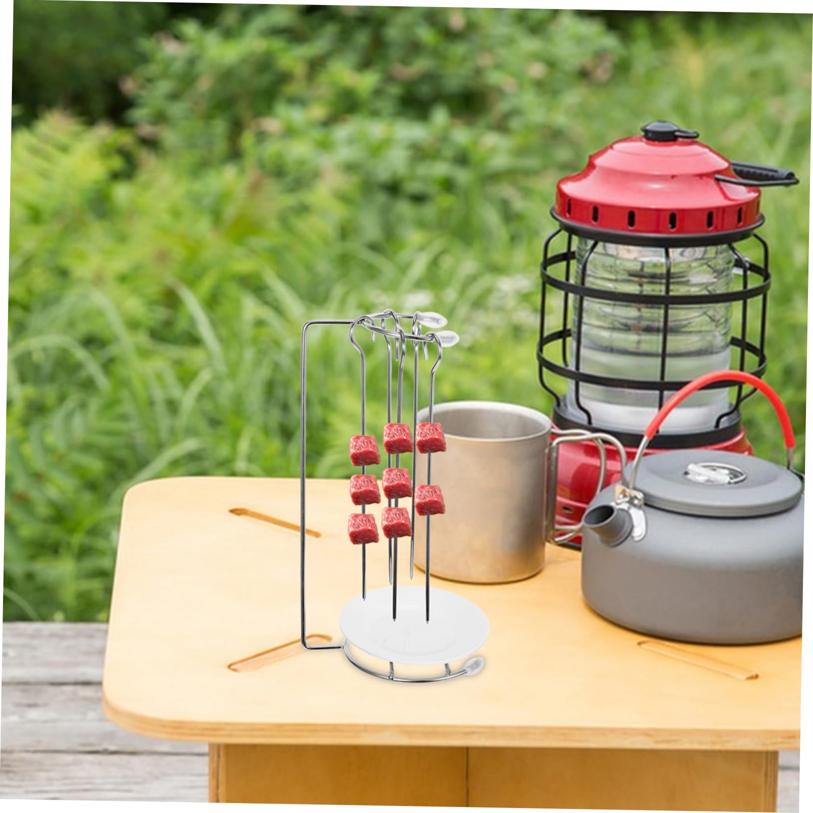 Abaodam Edelstahl Grillaufhänger 2 Stück für Outdoor BBQ Abnehmbares Hängeregal mit Tropfschale Rostfreier Grillspieß Halter für Effektives Barbecue Zubehör