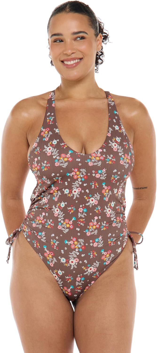 Body Glove Women's Missy One-piece Swimsuit – V-Neck, Side Shirring, Medium Coverage