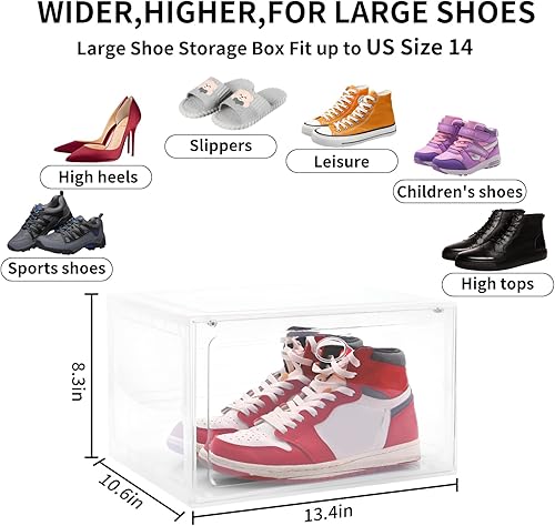 Miniatura 2 de Cajas Grandes para Zapatos de Plástico Transparente Apilables, Paquete de 8 Organizadores de Almacenamiento de Zapatos con Lado Desplegable y Puerta