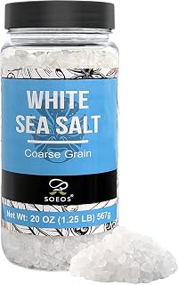 Soeos Himalayan White Sea Salt Coarse Grain 20oz - Non-GMO Rock Salt for Grinder Refill, Pure Natural Flavor Enhancer