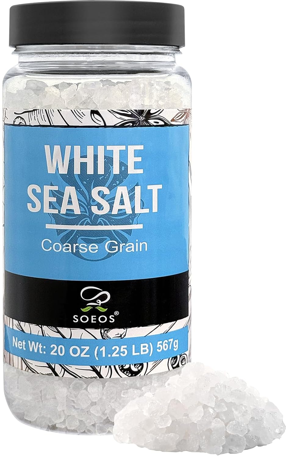 Soeos Himalayan White Sea Salt Coarse Grain 20oz - Non-GMO Rock Salt for Grinder Refill, Pure Natural Flavor Enhancer
