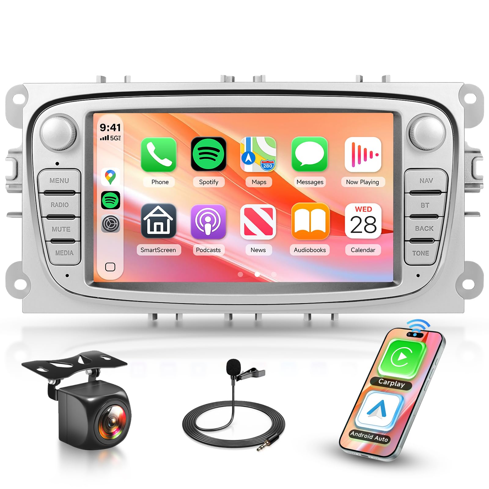 2G + 64G do Ford Focus II S-Max Mondeo Galaxy Il C-Max Android radio samochodowe z systemem Android z bezprzewodowym Carplay Android Auto Navi GPS Mirror Link Bluetooth FM/RDS Radio WiFi USB + kamera