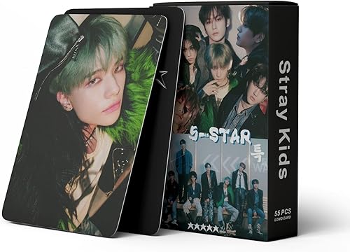 Miniatura 6 de Stray Kids - Juego de tarjetas de 5 estrellas, 55 piezas, mercancía Kpop, regalo para fanáticos y decoración de fiestas (juego de tarjetas