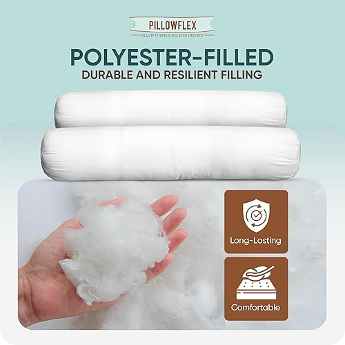 Miniatura 5 de Pillowflex Almohada de refuerzo 8 x 36 pulgadas relleno de poliéster de felpa para fundas decorativas viene en una carcasa de poliéster de algodón