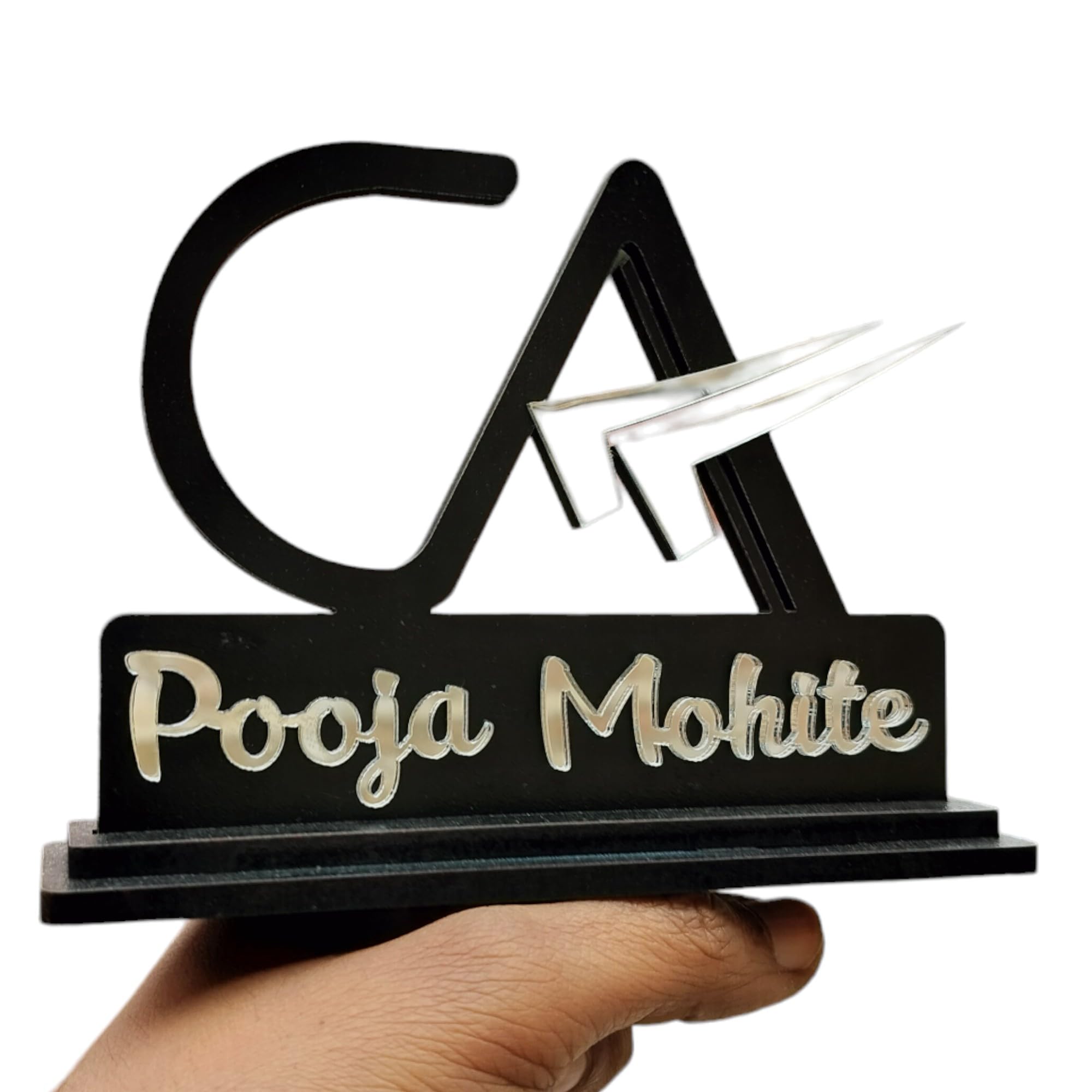 Chartered Accountant CA Office Desk Name Plate Crafted with Imported MDF nd Mirror Acrylic | with New CA Logo | Best Gift for CA-image-32