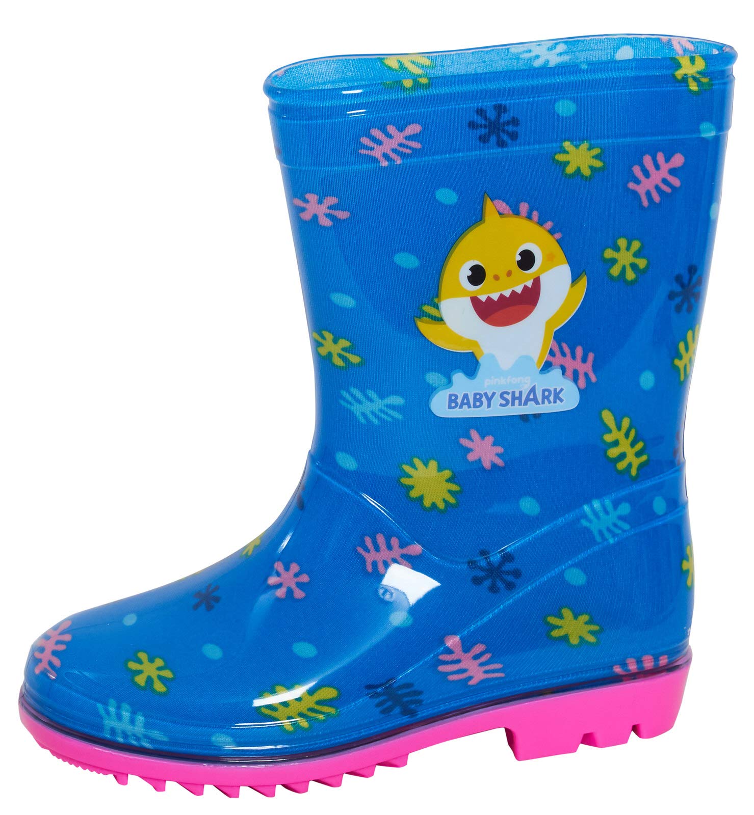 Baby Shark Stivali Da Pioggia Per Bambini Con Pinna 3D | Impermeabili In Gomma Blu/Gialli | Taglie UK 4-10 - 3