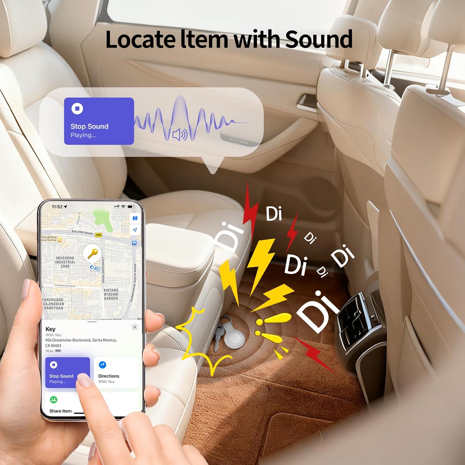 Air Tracker Tags 4 Pack, Bluetooth Smart Tag for Item Finder, Compatible with iOS Find My, Replaceable Battery & Long Battery Life, Item Locator for Keys, Luggage, Bags, Wallet with Key Chain - Image 4