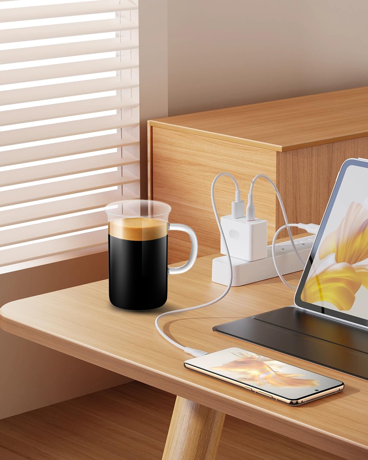 LUXU Glass Coffee Tea Cups(Set of 4)-13 oz,Clear Glass Mugs,Tall Drinking Glasses for Cappuccino,Latte,Espresso,Lead-free Drinking Glasses Great for Juice,Water,Beer,Milk Hot And Cold Drinks - Image 5