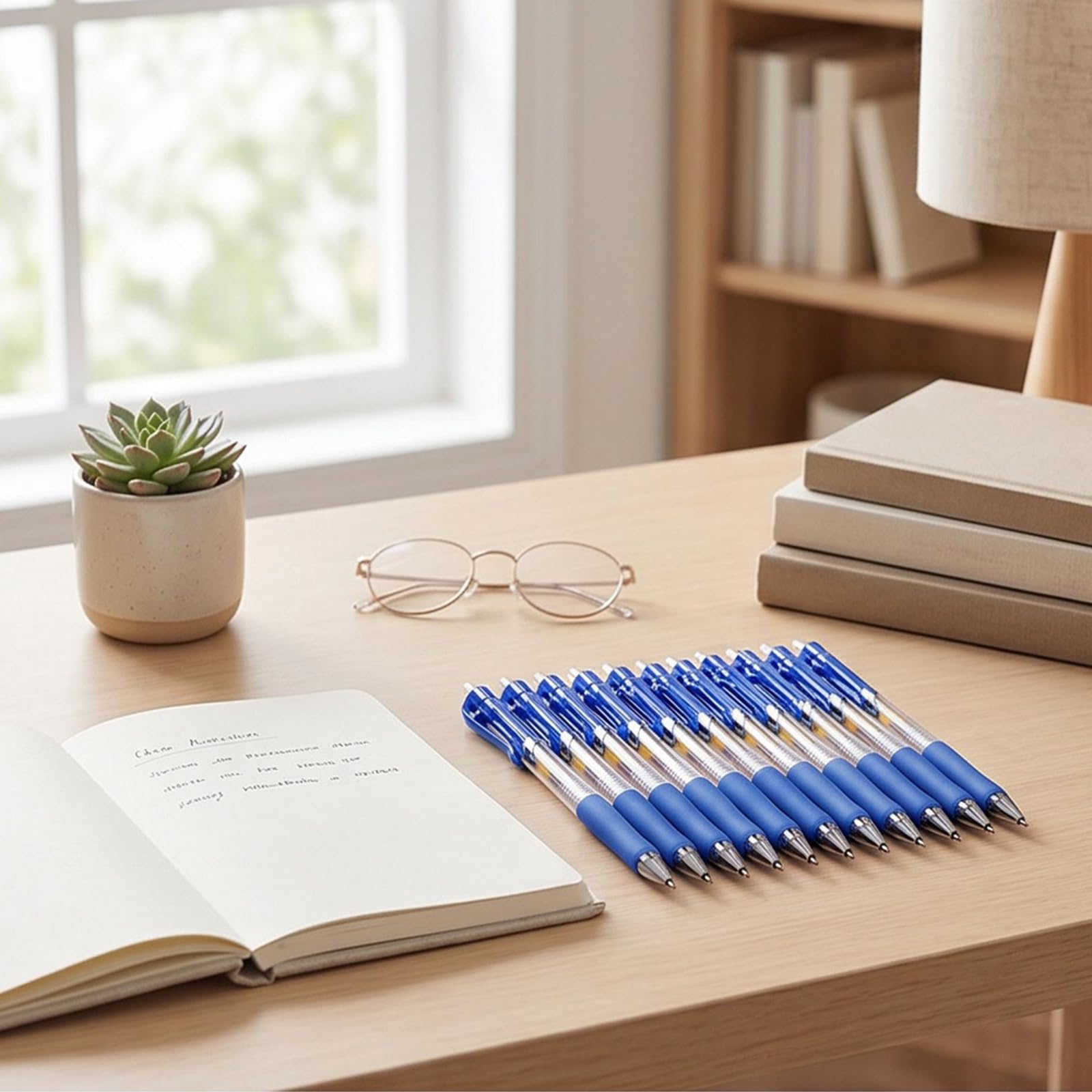 Gelschreiber, einziehbar, 15 Stück, hohe Kapazität, mittlere Spitze, 0,5 mm, weicher Griff, für Schule, Büro