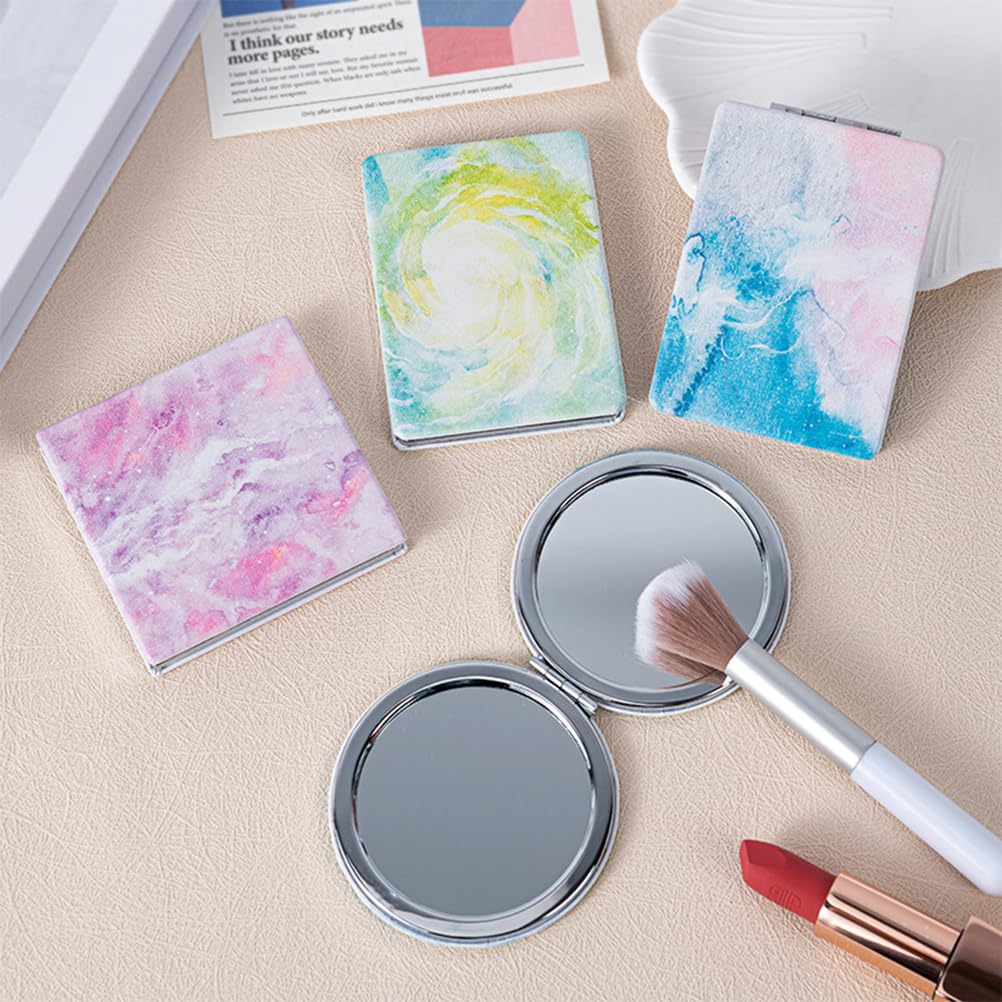 Specchio da trucco portatile verde acquerello, specchio a mano, specchio pieghevole compatto,tascabile, piccolo da scuola,compatto per trucco, campeggio e viaggio