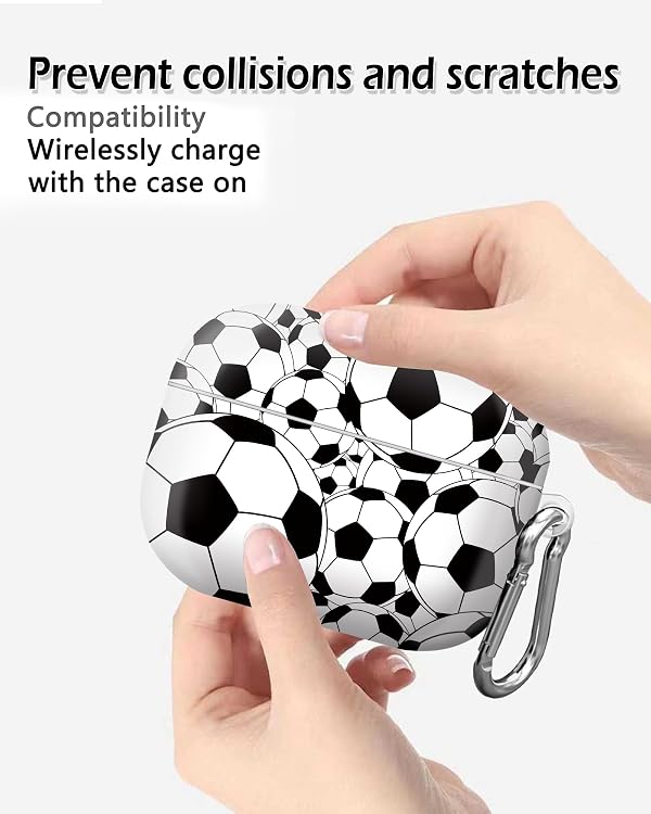 Bansutay for Airpod Pro 2nd&1st Case Cover with Keychain Cute Hard & Shockproof Skin Compatible with Airpod pro 2nd&1st Generation for Men Women & Girls（Football） by Bansutay - Used condition - Image 3