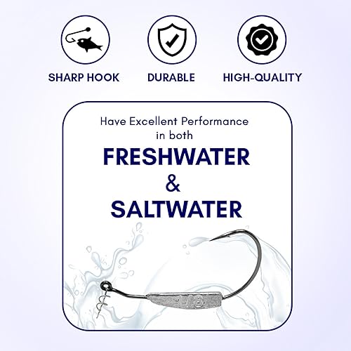 Miniatura 6 de Reaction Tackle Ganchos de pesca con peso para pesca de lubina, anzuelos de pesca sin malas hierbas con bloqueo giratorio para pesca de agua dulce y