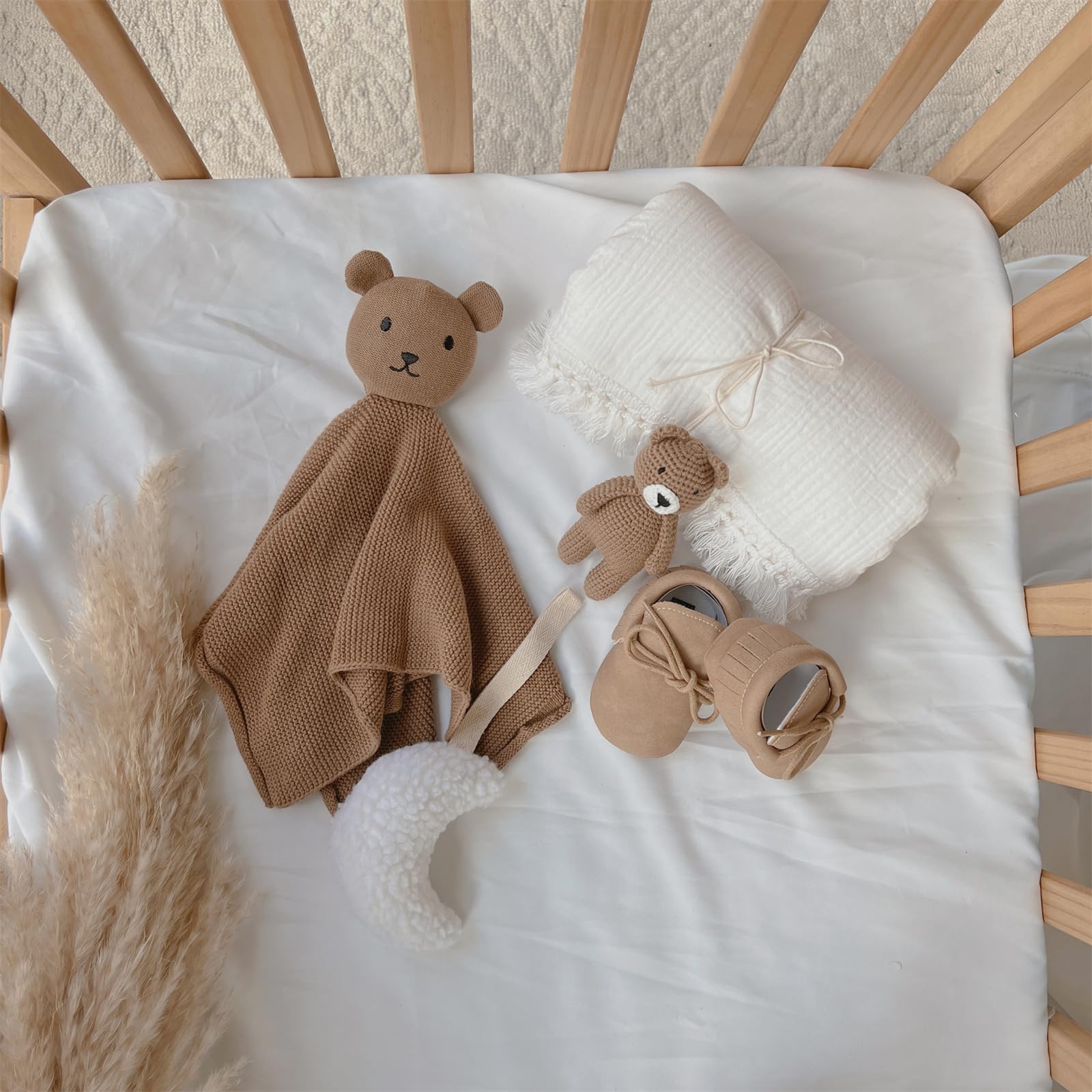 5-teiliges Baby-Set mit Baumwolldecke, beruhigendem Handtuch, Häkelspielzeug und Zubehör für Neugeborene