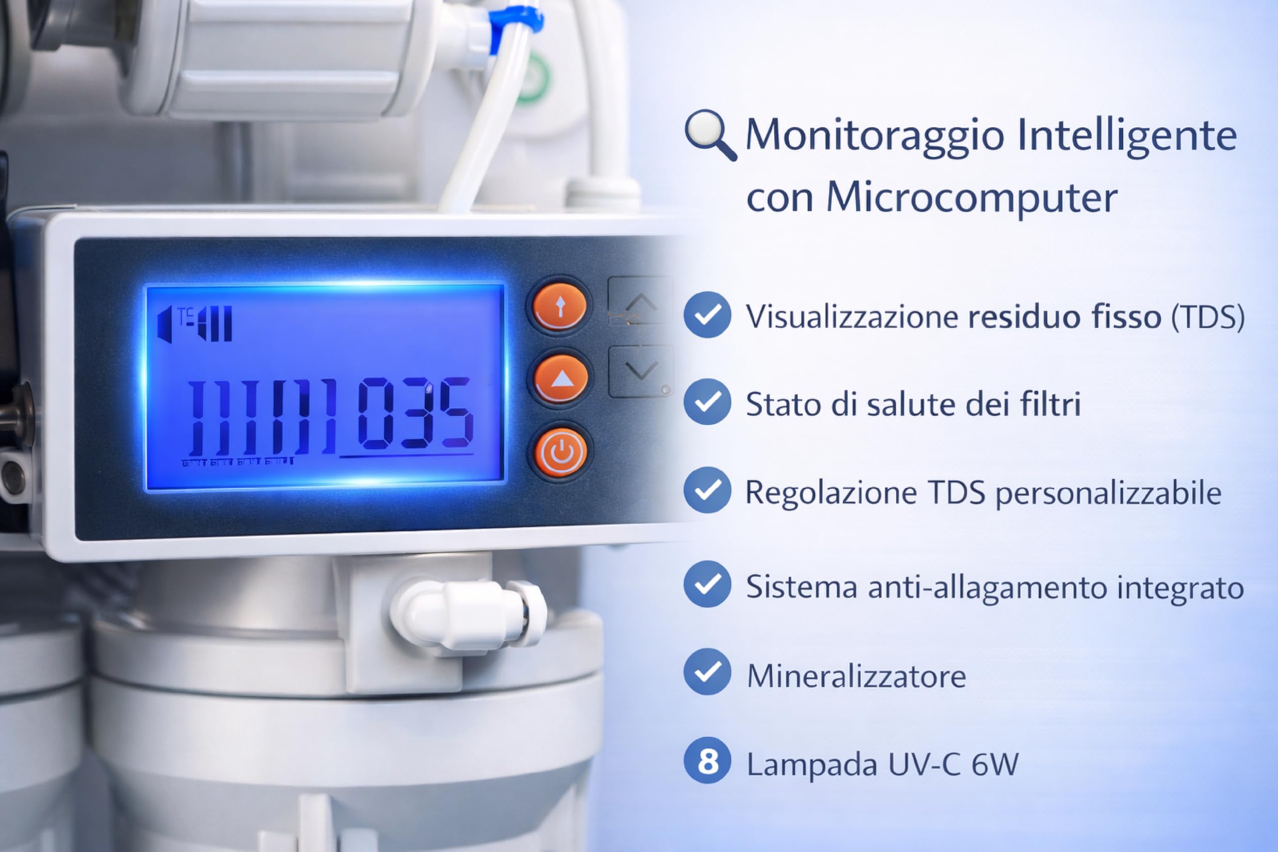 Depuratore Acqua Osmosi Invera 8 Stadi con Lampada UV | Purificatore domestico per acqua potabile dal rubinetto di casa