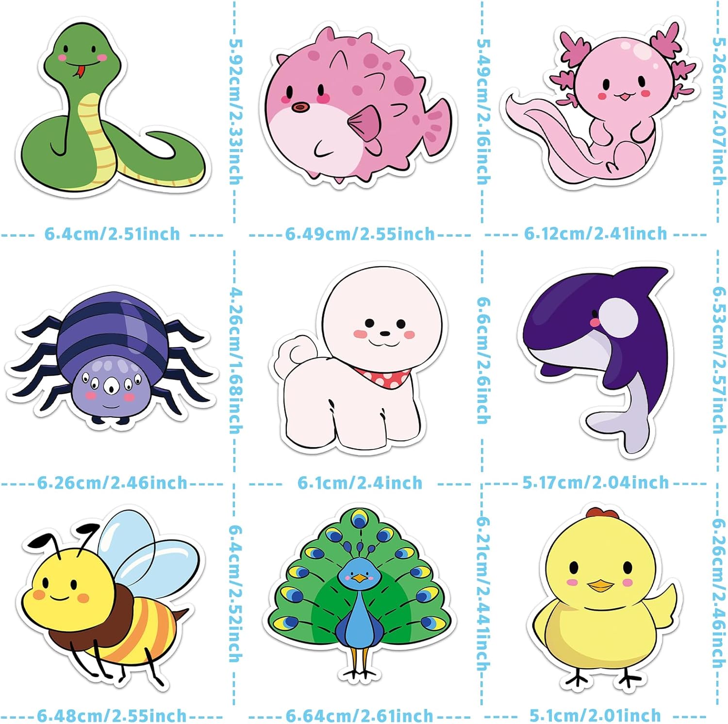200PCS Waterproof Animal Stickers for Kids - Cute Vinyl Decals Water Bottles,Laptop,Phone,Scrapbook - Classroom Reward Supplies Teachers Students - Image 2