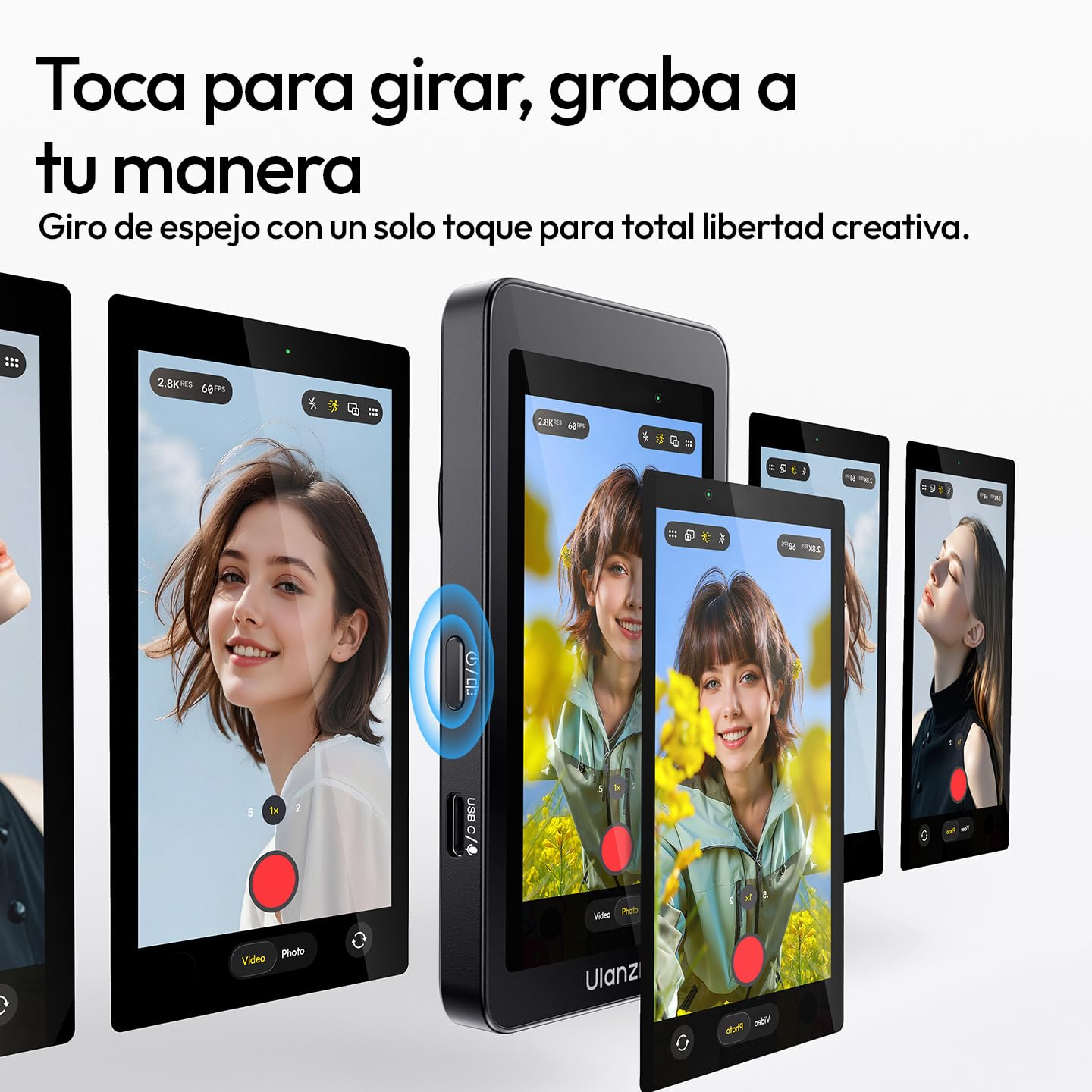 ULANZI VM1 Monitor Magnético para Selfie para Móvil, 4K 60 FPS Pantalla Magsafe para Vlog, Plug & Play, 3 Niveles de Brillo, USB-C 60W para iPhone 17-15, Cámara Trasera Android, TikTok Youtube