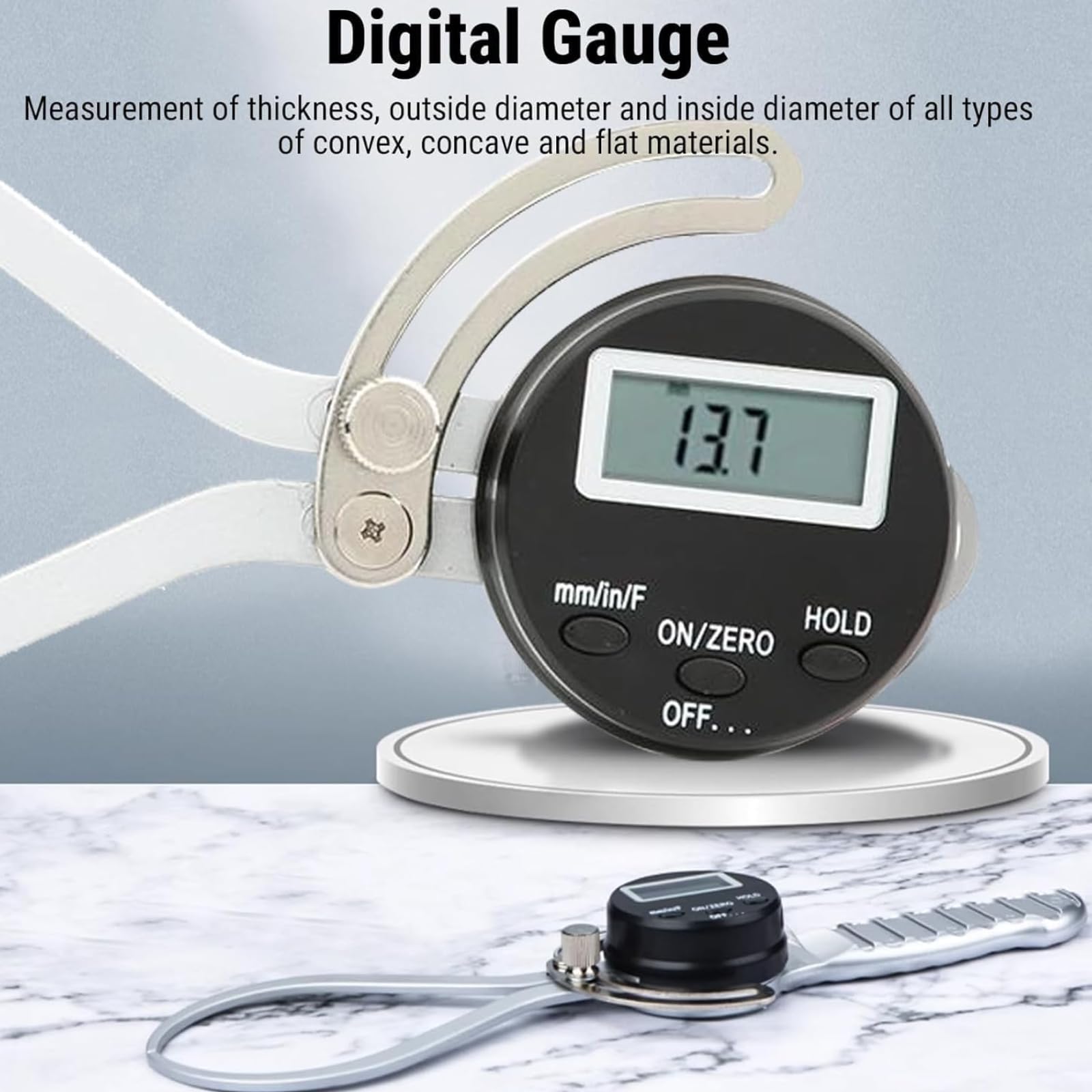 Digitaler Externer Messschieber, 0 bis 200mm Hochgenauer Außendurchmesser-Messgerät Dickenmessgerät, Großes LCD Schieblehre Digital Caliper mit Metall-Messbacken, für Metall Kunststoff Holz