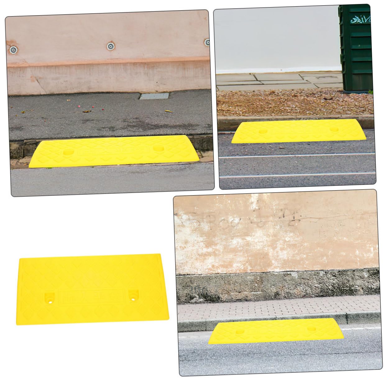 Rampa in Gomma per Soglia Auto e Scooter, Antiscivolo Gialla
