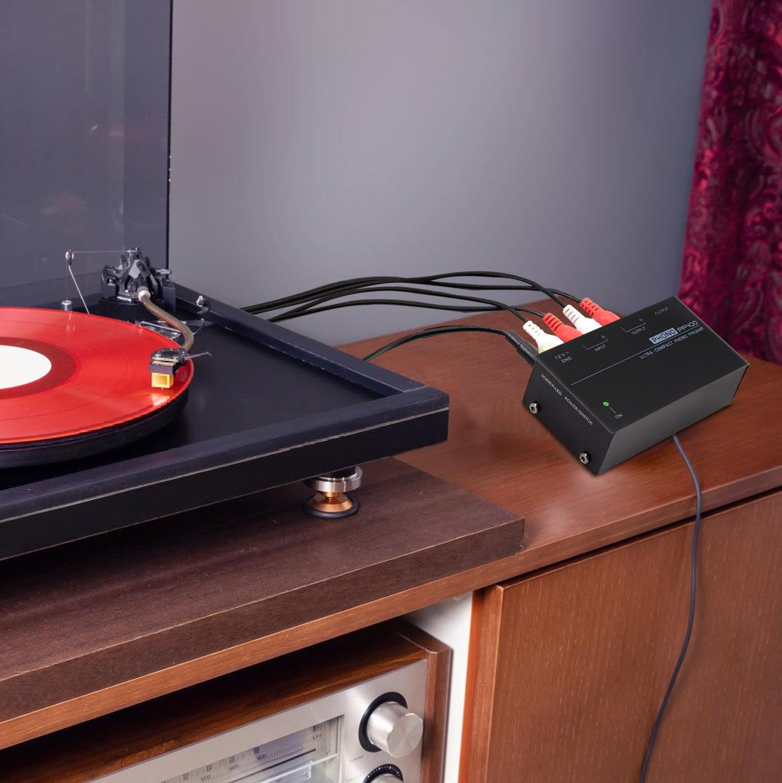 Nizirioo audiofilo M/M Phono preamplificatore con interruttore accensione 12V 1A RCA input output per giradischi