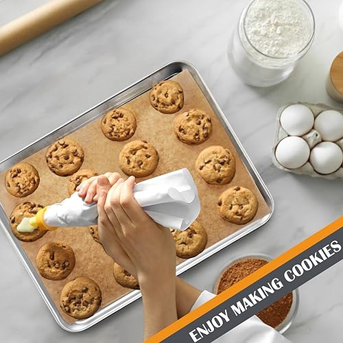 Miniatura 7 de Joyfair - Juego de bandejas para hornear de 12.5 pulgadas (2 unidades), bandejas de acero inoxidable para galletas, sartenes de metal comerciales