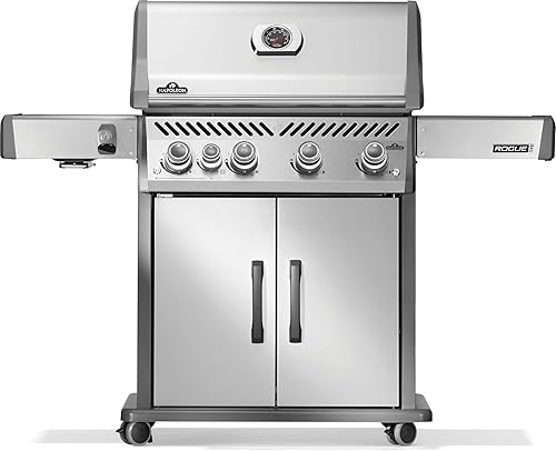 Miniatura 9 de Napoleon Rogue PRO 425 Parrilla de Gas Natural con Quemador Lateral Infrarrojo, Negro, Barbacoa para Exteriores Duradera de 4 Mecheros Negro -,Acero