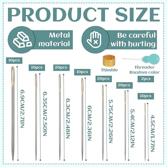 100 PCS Cross Stitch Needles, 12 PCS Bead Spinner Needles