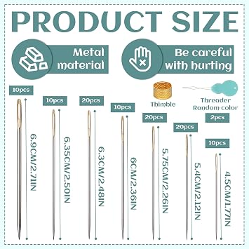 100 PCS Cross Stitch Needles, 12 PCS Bead Spinner Needles