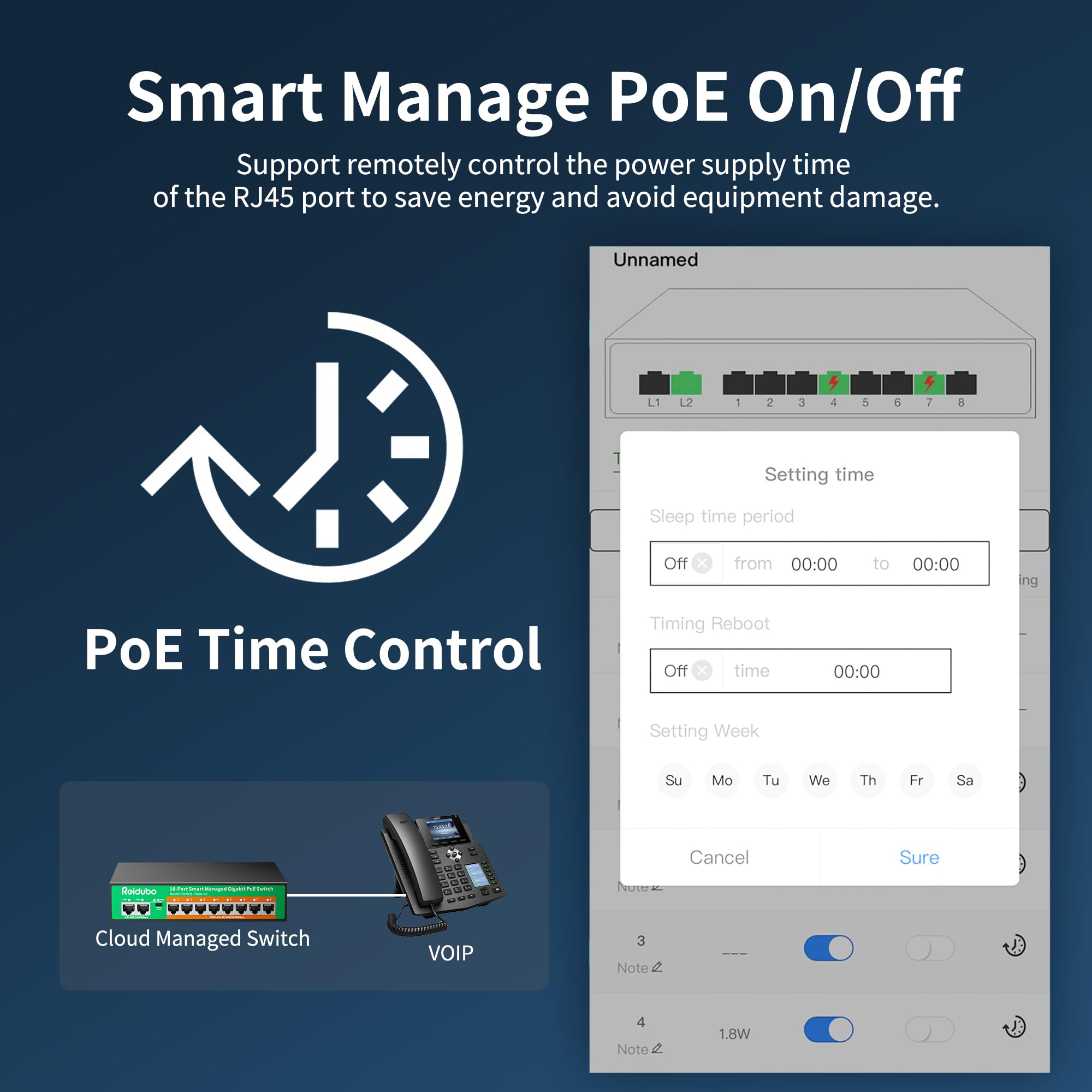 Commutateur PoE géré Gigabit à 10 ports, 8 ports PoE+ à 120 W avec liaison montante 2 Gigabit, IEEE802.3af/at, VLAN, planificateur PoE, sans ventilateur, Plug and Play, commutateur Ethernet en métal