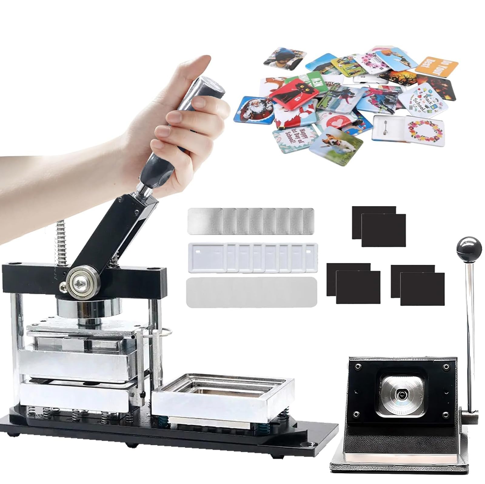 GTHTUHFD 3.1X2 Inch Fridge Magnets Badge Maker Machine With Paper Cutter Diy Photo Refrigerator Sticker Magnet,100Pcs Materials