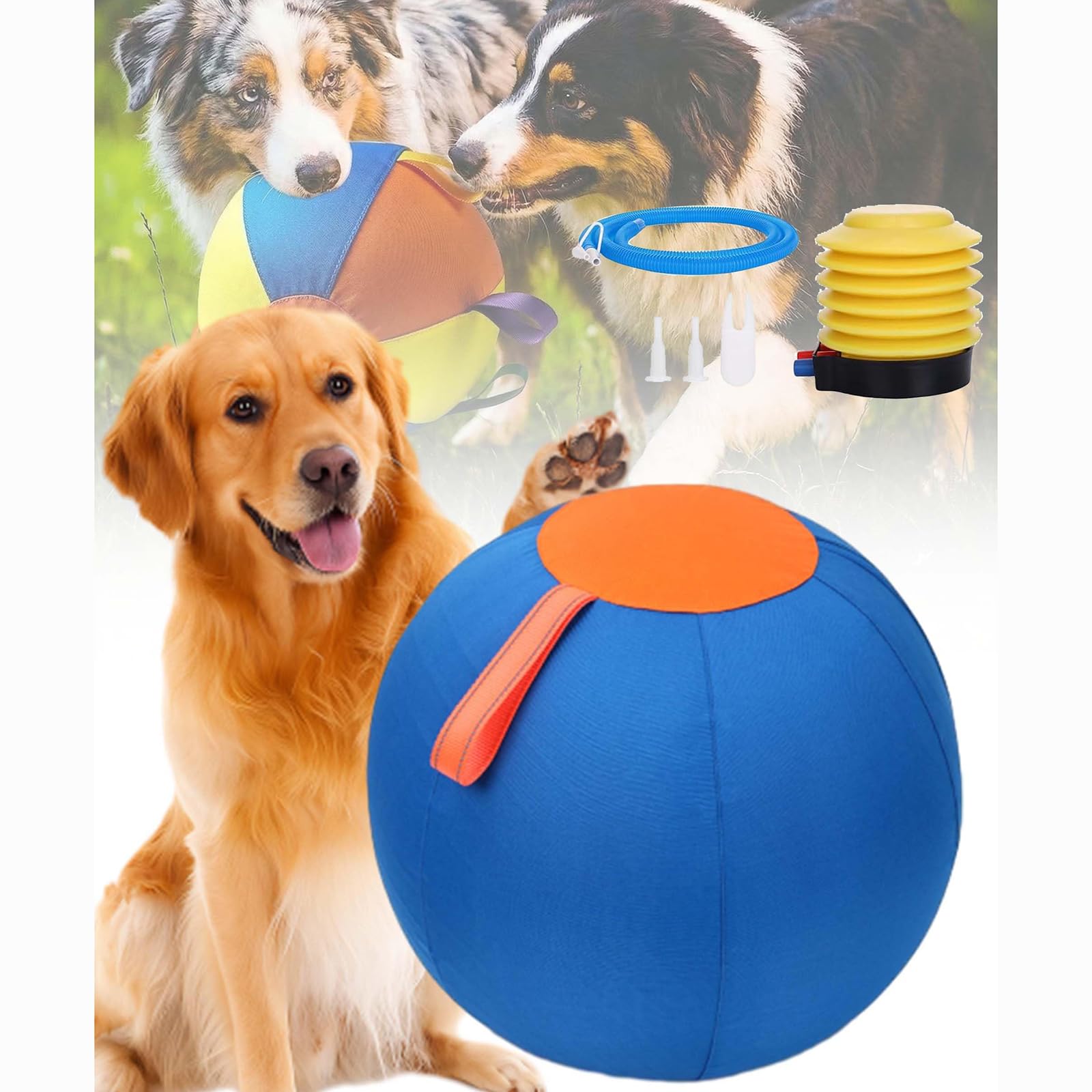 ZVD Herding Ball für Hunde,interaktiver Hundespielzeugball, langlebiger Ball für Hunde, Training, Kauspielzeug, Haustierbedarf, bissfestes Design, für Pferde und Schafe, Hundeball (B; 55CM)