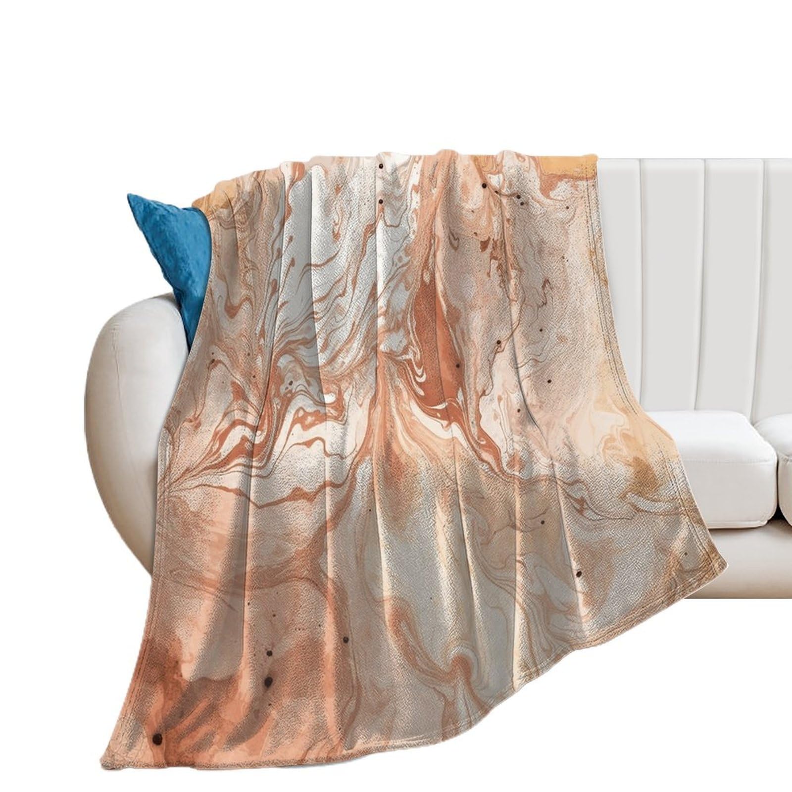 Lmngh Light Peach And Brown Throw Blanket Soft Cozy Bed Blanket Flannel Blanket 50X60 Inches Breathable Blanket For Couch Lightweight Blankets Anti-Static Throw Blanket For Sofa Camping
