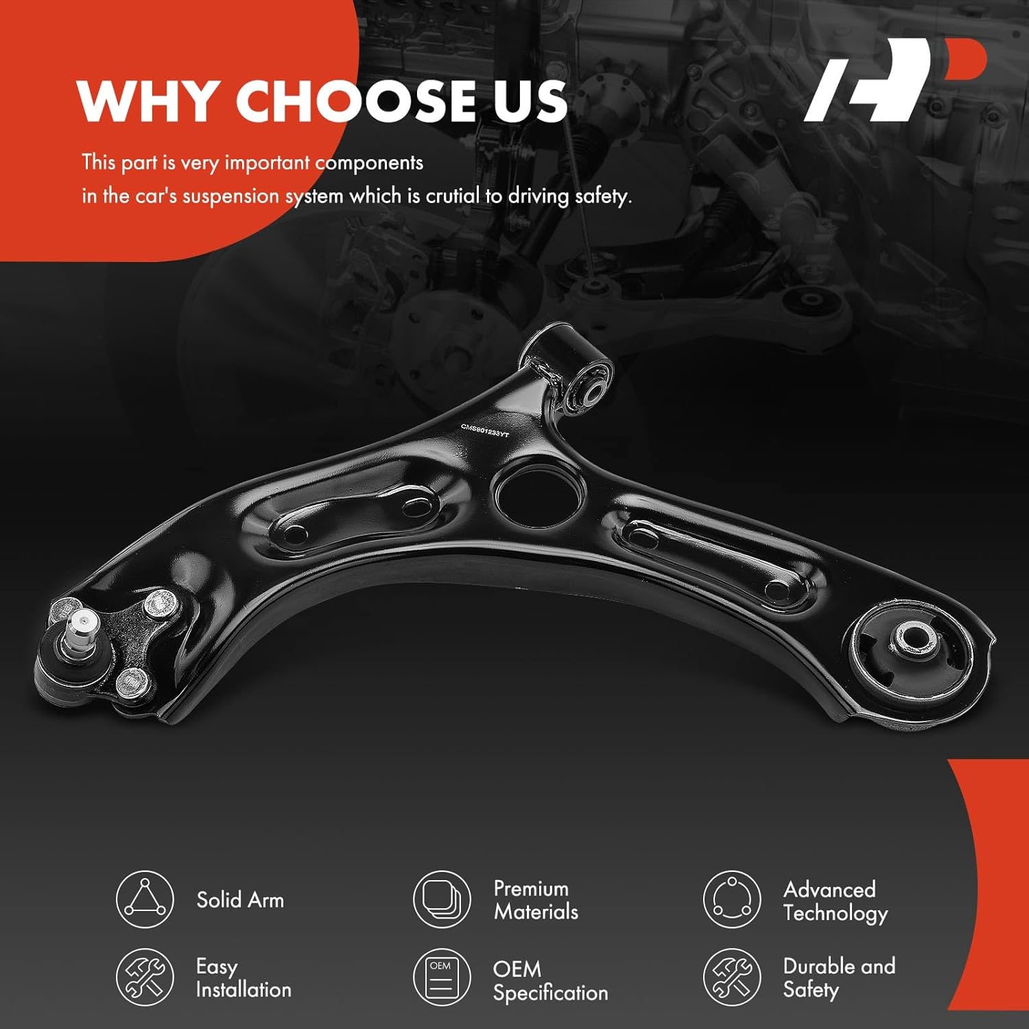 A-Premium Front Left Lower Control Arm, with Ball Joint & Bushing, Compatible with Kia Sportage 2017-2021, Optima 2016-2020, Hyundai Tucson 2016-2021, Sonata 2015