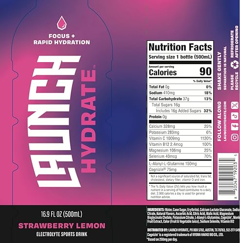 Miniatura 6 de Bebida deportiva, paquete de 12 unidades, azúcar de caña real, 3 electrolitos, hidratación totalmente natural con Cognizin para el enfoque mental,