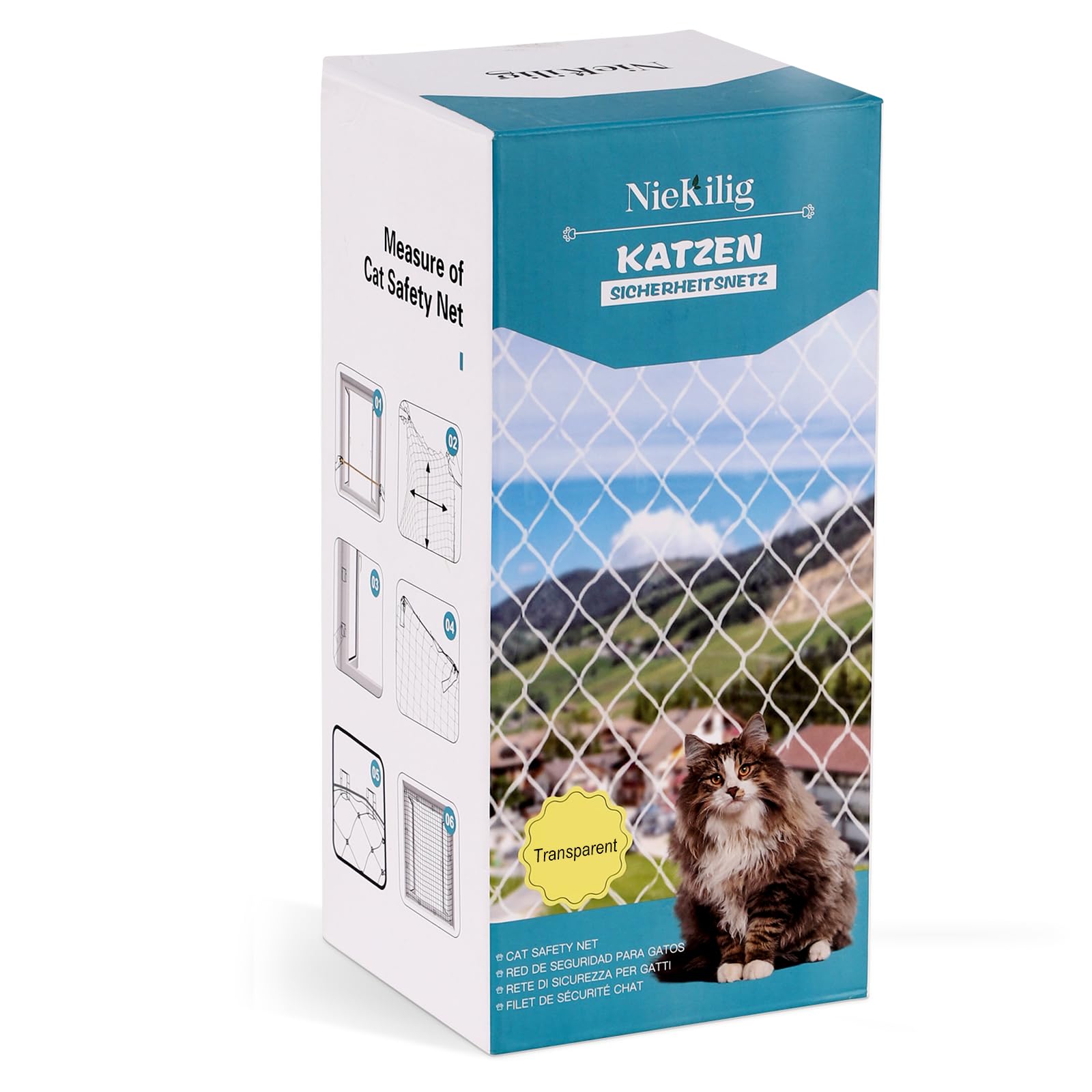Red para gatos para balcón sin taladrar, 10 x 3 m, rejilla para gatos para ventanas, red de protección transparente para gatos para asegurar balcones, terrazas, ventanas, escotillas de techo