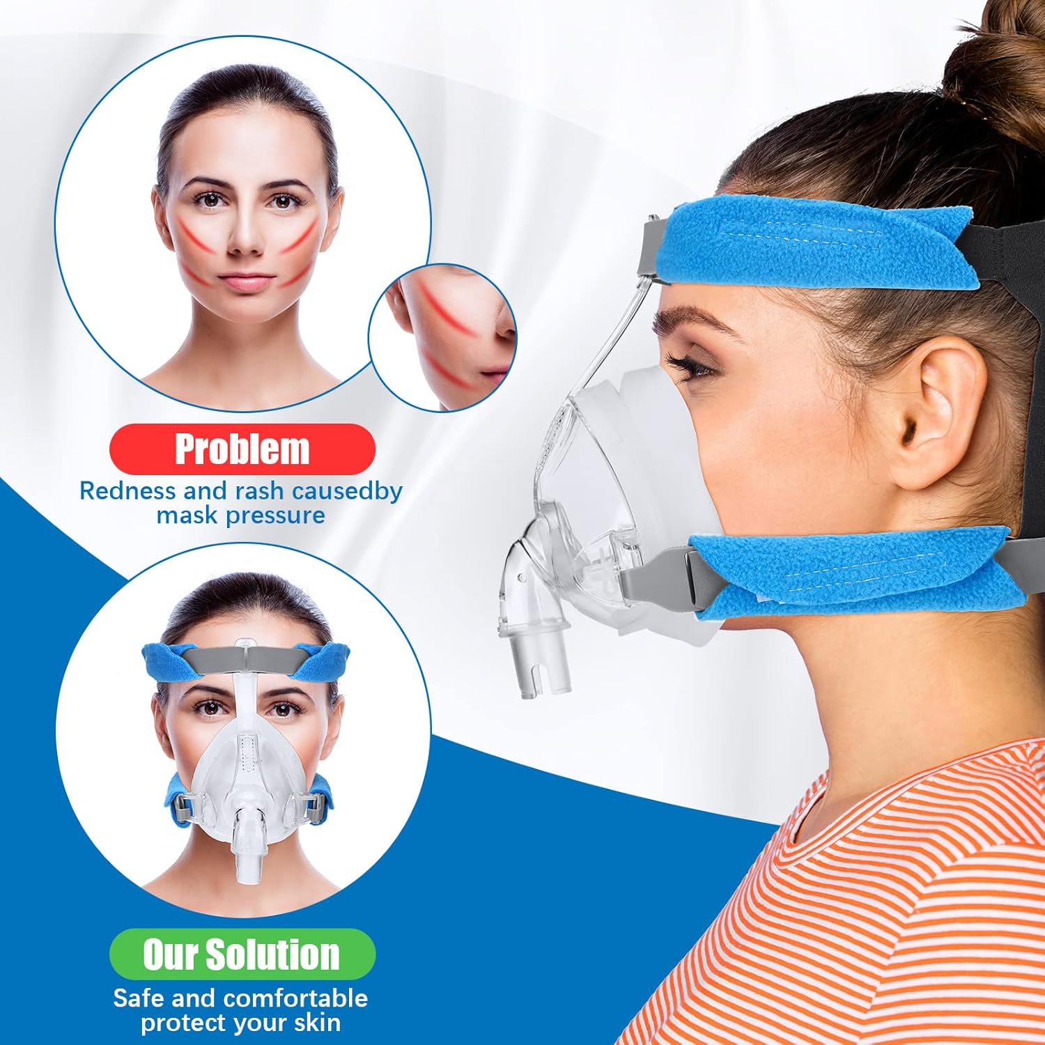 30 Pcs CPAP Strap Covers Strap Comfort Pads Soft Oxygen Tubing Cushion Soft Fleece Strap Pads for Oxygen Users to Full Protect Your Face Sleep Tube Supplies (Blue) : Health & Household