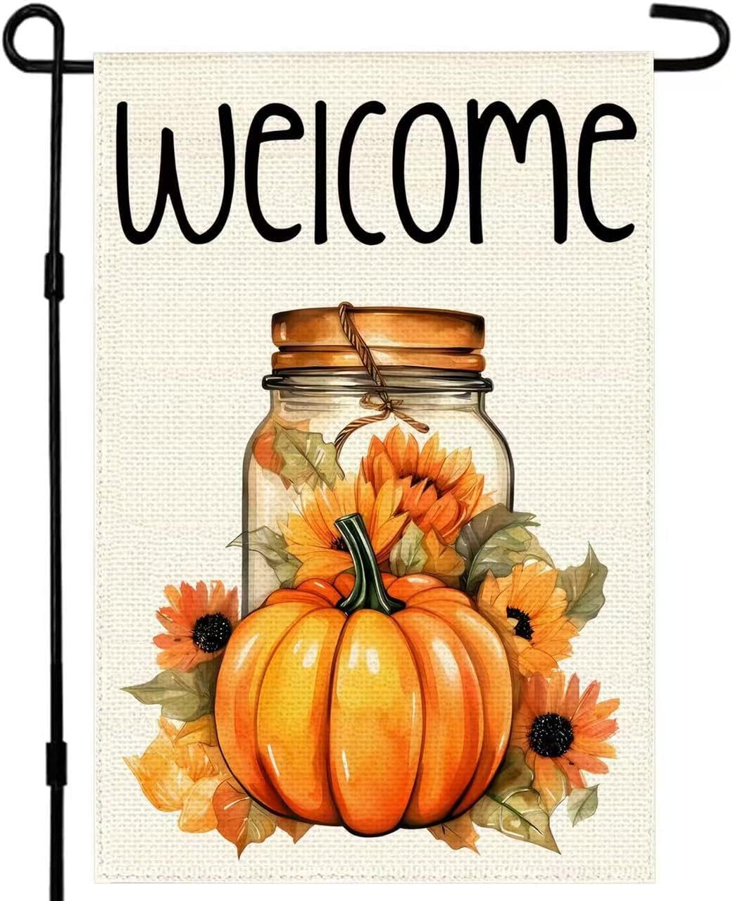 Thanksgiving Garden Flag 12x18 Inch Double Sided Outside