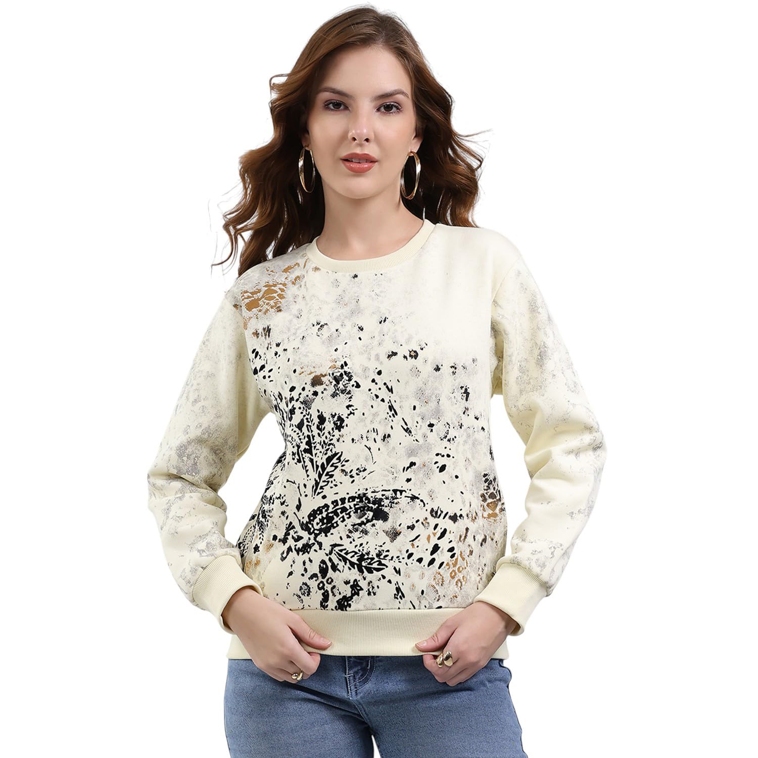 monte carlo Women Regular Fit Printed Round Neck Pull On Full Sleeve Winter Sweatshirt| Warm Pullover for Ladies | Soft Comfortable Casual Winter Wear for Women's (Pack of 1)-picture-17