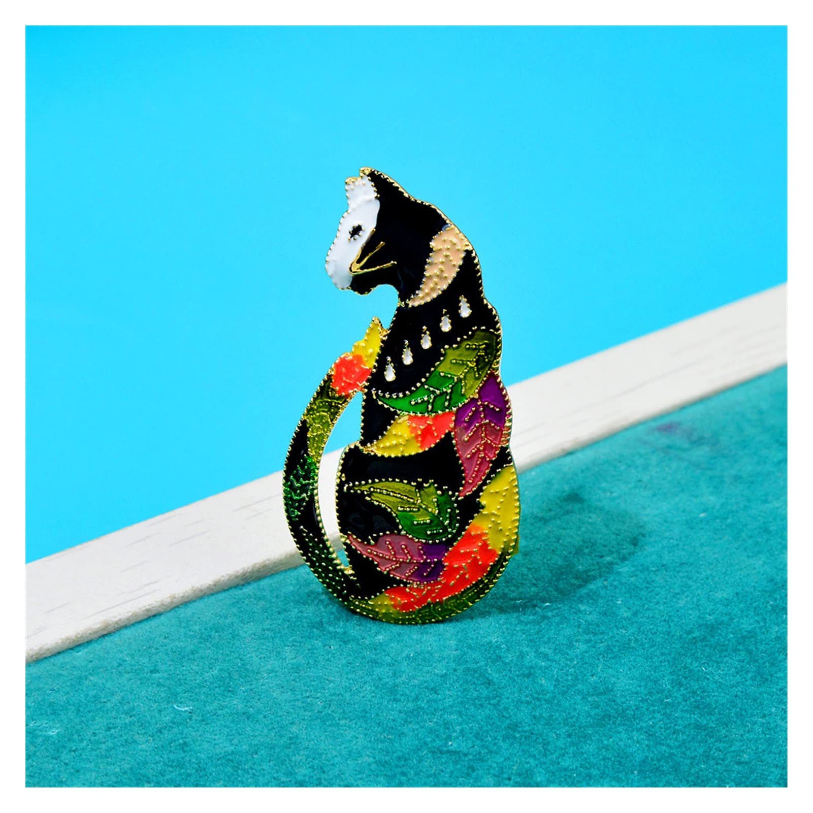 RWRAPS Emaille-Brosche mit sitzender Katze für Damen, Tiernadel, Legierungsmaterial (Metallfarbe: 1) ()