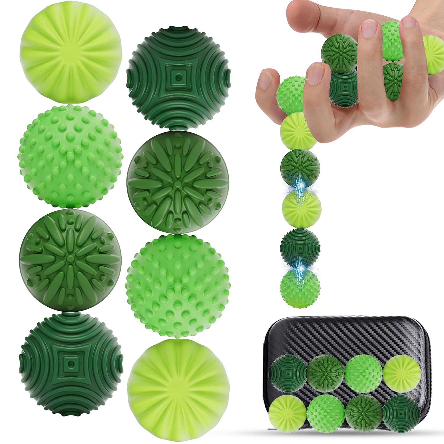 Fidget Toys Adults, 8Pcs Magnetic Sensory Stress Balls, Silicone Tactile Magnetic Fidget Balls, Stress Relief Sensory Fidget Toys for Autism ADHD, Office Anxiety Relief Toy for Women Men