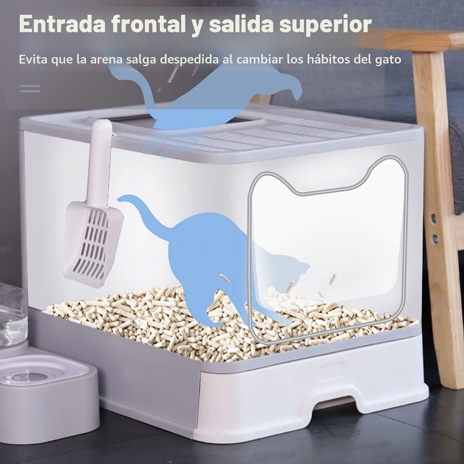 Cajas de Arena para Gatos Cerradas-Arenero Gatos Grande Plegable con Cajón y Tapa,Gran Capacidad para una Fácil Limpieza