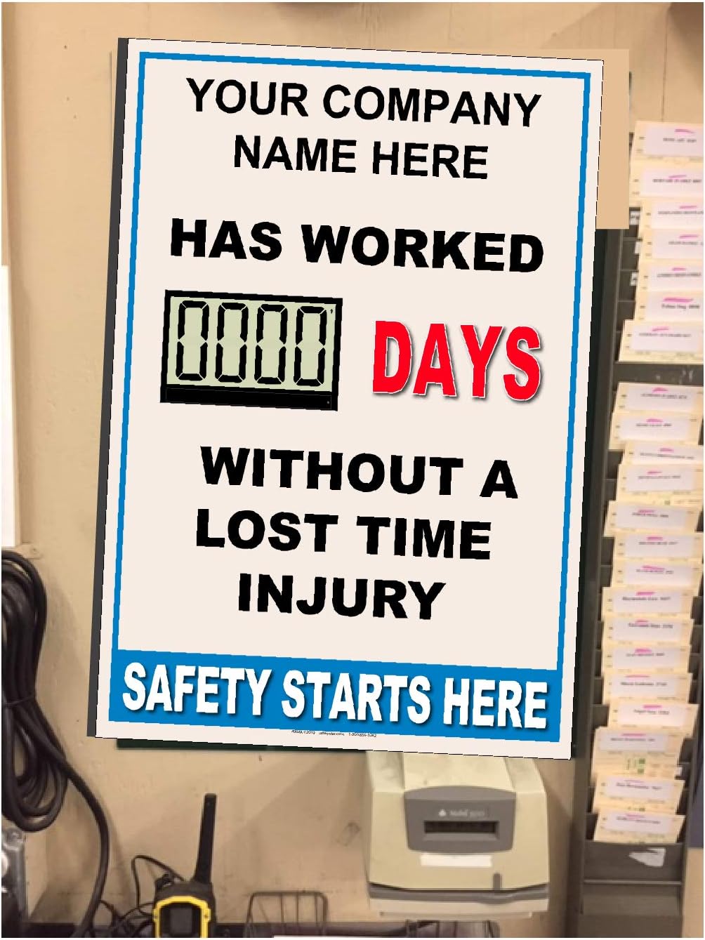 Full Size Digital Safety Scoreboard 20" x 28" – Battery Operated LCD Scoreboard, Electronic Scoreboard, Large Digital Counter, Safety Sign for Workplace, Custom Office, Indoor Use