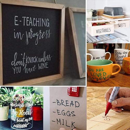 Miniatura 3 de Overseas Rotuladores permanentes de pintura roja, 24 unidades, juego de marcadores de pintura a base de aceite, secado rápido, impermeables,