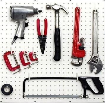 ألواح WallPeg PEGBOARD مجموعة ألواح Peg Board البلاستيكية 24"x24" 1، أبيض