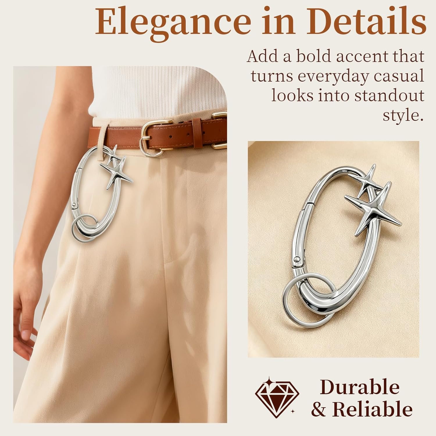 2PCS Y2K Star-shaped And Cross-shaped Climbing Key Ring Set, Cool Belt Buckle, Fashionable Christian-style Key Ring, Suitable For Keys, Car Keys, Bags, And Outdoor Equipment. - Image 4