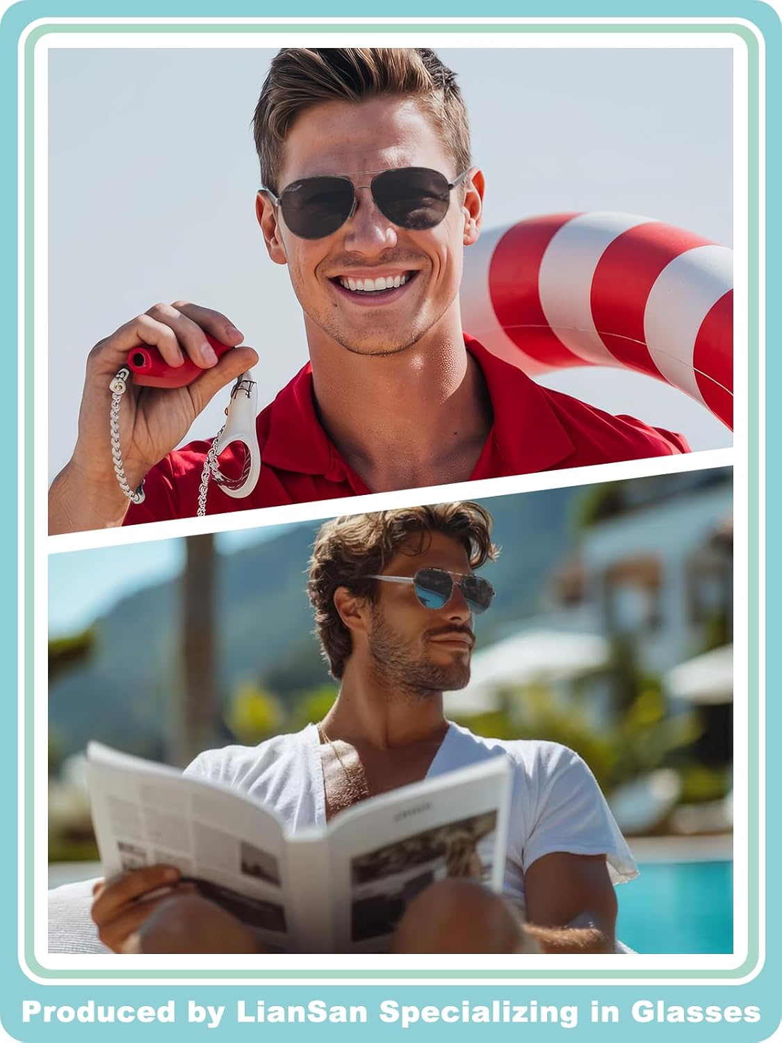 LianSan Premium Aviator Bifocal Reading Sunglasses for Men Women Retro Top Clear Sun Readers UV Protection - Image 2